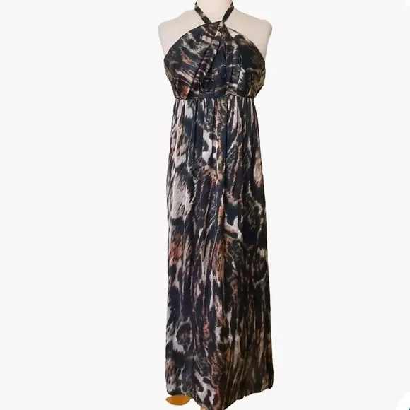 halter neck chain dress Turquoise Draped Chain Link Halter Gown